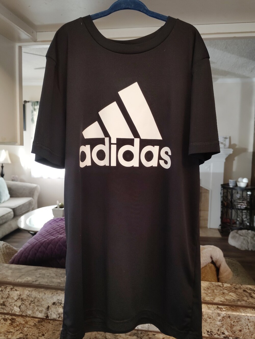 adidas Black Short-Sleeve Tee with White Trefoil Logo